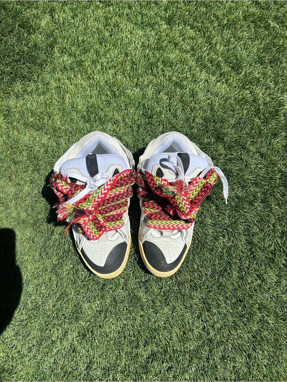 Lanvin White Sneakers with Multicolor Red Accent Laces